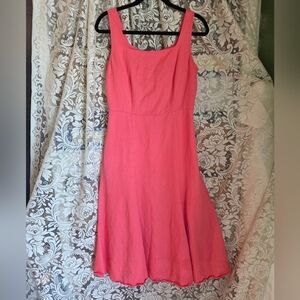 Vintage Ann Taylor Coral Pink Sleeveless Flare Midi Dress 90s/Y2k Size 8